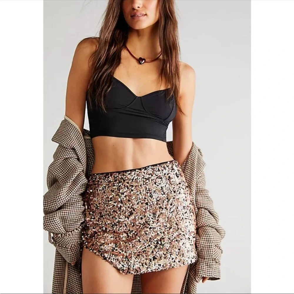 NWT Free People Annalise Sequin Mini Skirt / Multi Combo